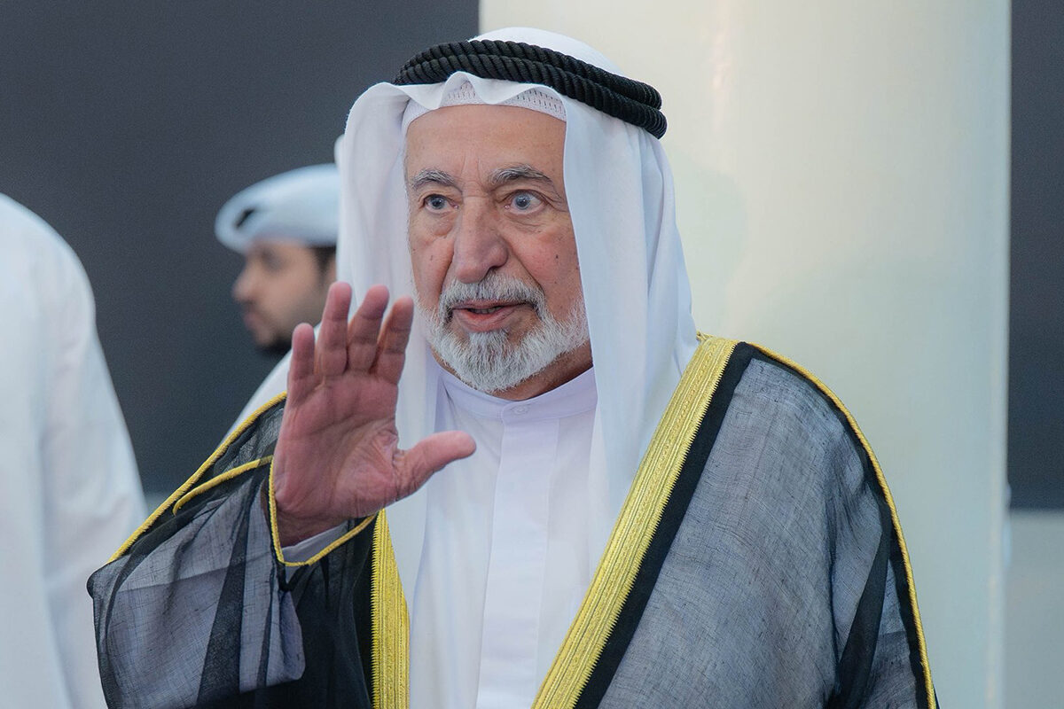 Sultan Muhammad Al Qasimi acknowledging attendees on arrival at an official function